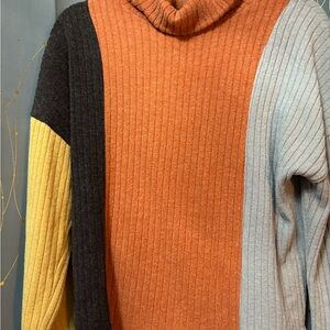 Colorblock Turtleneck Sweater for Women